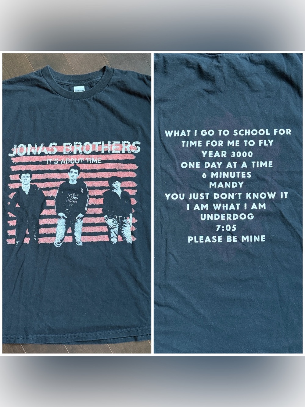 Jonas Brothers double sided “It’s About Time” Black Graphic Tee SZ M